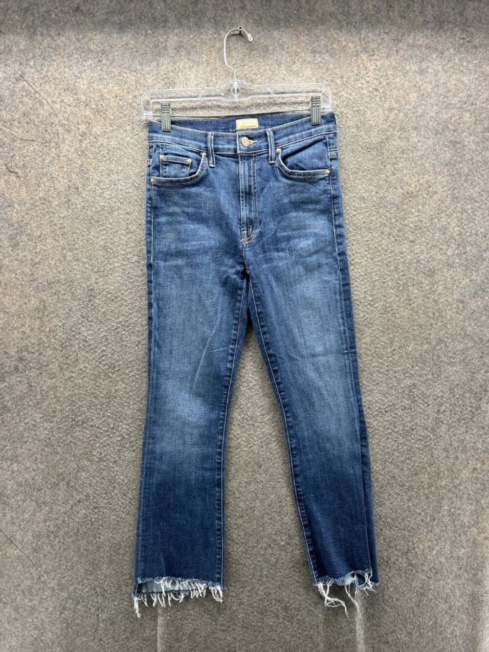 Mother Jeans Womens 27 Blue Medium Wash Slim Straight Crop Frayed Raw Hem Denim
